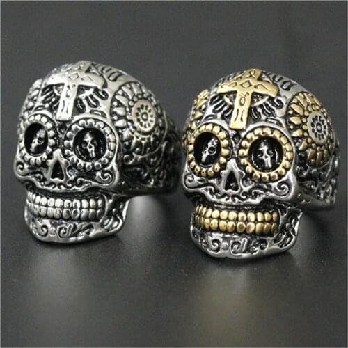 Support Dropship Cross Dead Skull Ring 316L Stainless Steel Fashion Punk Style Newest Steel Ring