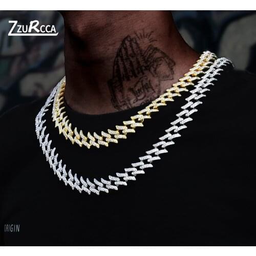 Hip Hop 14MM Width 2PCS Kit Bracelet Necklace Bling Crystal Iced Out Cuban Chain Rhinestone Necklace Sets for Women Men Jewelry