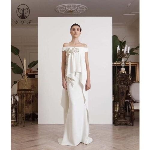 New Arrival Ivory Strapless Appliqued Lace Short Sleeve Mermaid Prom Dresses with Cape