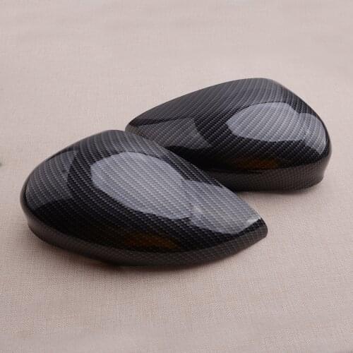 1Pair Car Carbon Fiber Style Side Rearview Door Wing Mirror Cover Cap Fit for Ford Fiesta MK7 2008-2017 2018 2019 Accessories