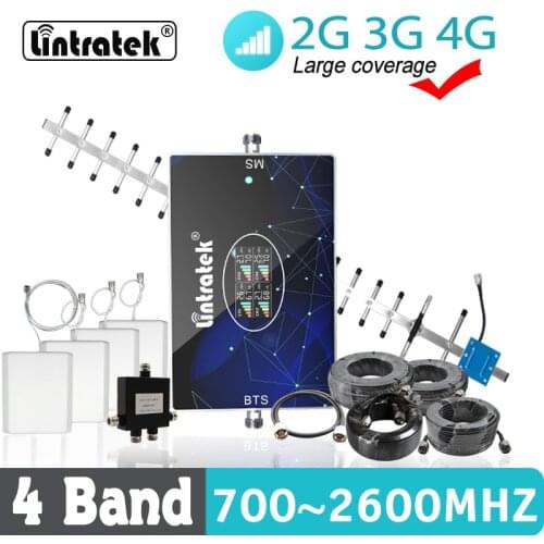 Lintratek 4band Gobal Signal Amplifier 4G 700 LTE B20 800 1800 2G GSM 900 CDMA 850 3G WCDMA 2100 Cellular Phone Network Booster