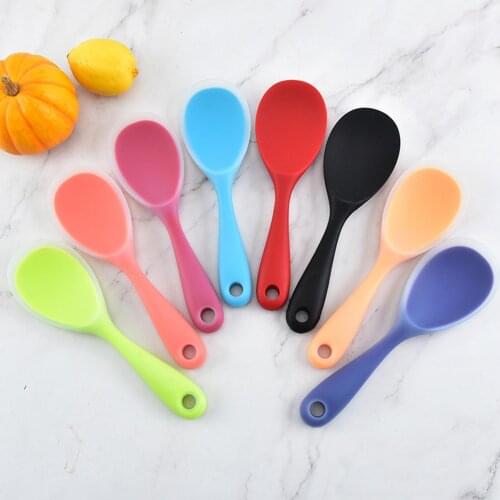 1 Pcs Rice Spoon Long Handle Rice Spoon Silicone Heat Resistant Non-stick Rice Spoon Cooking Tools Kitchen Accessories