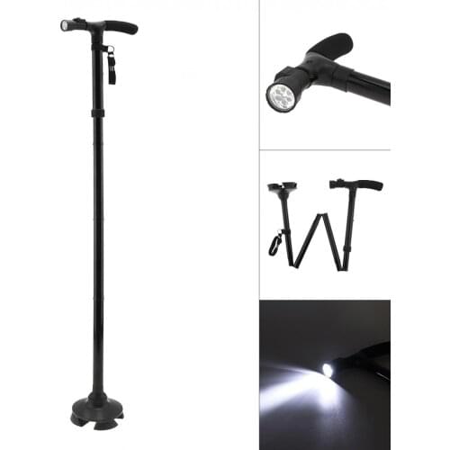 Walking Stick Multifunctional Aluminum Trusty Cane Walking Stick with LED Light for Old People Furniture Hardware