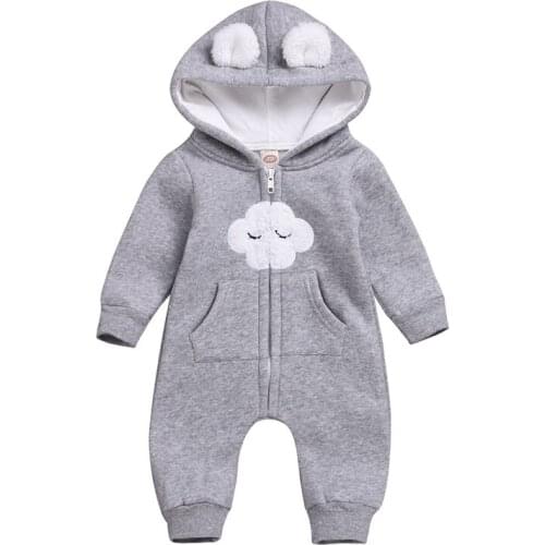 Fashion Warm Baby Clothes Infant Boy&Girl Cotton Hooded Long Sleeve Baby Rompers Jumpsuit Clothes Outfit New Born Baby Clothes