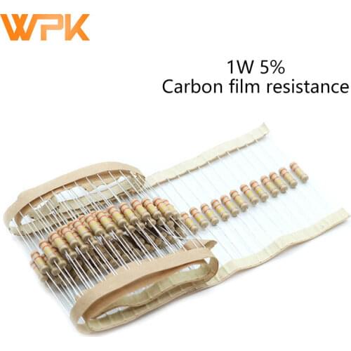 20Pcs 1W Carbon Film Resistor Sets 0R-22M 5% Tolerance 2R 4.3R 10R 12R 15R 20R 24R 30R 36R 39R 51R 10 Ohm Resistance Electronics