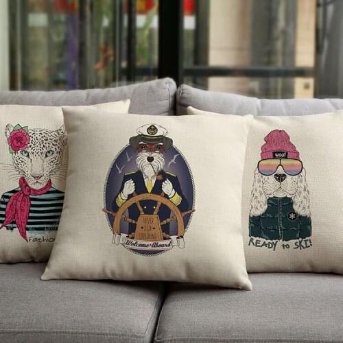 New Nordic Trendy T-shirt Series Watercolor Cotton Linen Fabric Pillow Cover Lumbar Support Pillow Linen Cushion