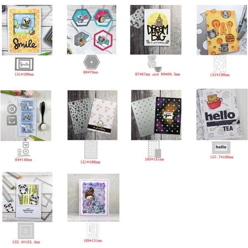 Heart Shape Hollow Frame Rectangle Metal Cutting Dies For Scrapbooking Craft Die Cut Card Photo Album Making Embossing Stencil