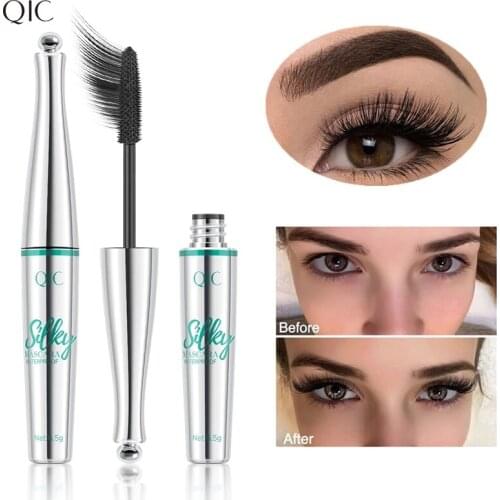 QIC Silk Fiber Eyelash Mascara Waterproof Curling Eyelashes Thick Lengthening Lash Extension Mascara