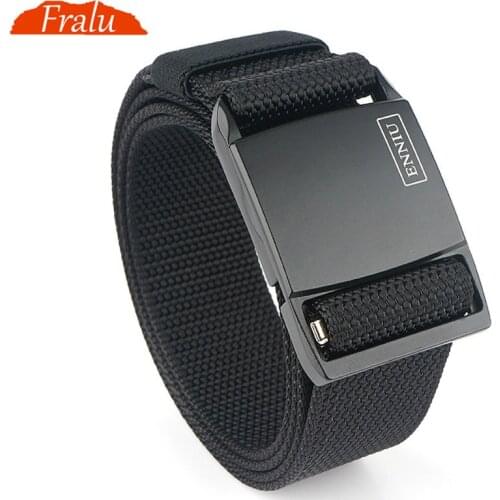 FRALU new technology magnetic buckle tactical belt soft nylon fast release buckle unisex sports belt jeans casual pants belt