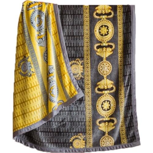 Luxury Blanket Double-sided Printing Thick Raschel Flannel Coral Fleece Blanket Throw Blankets for Beds Winter Couch