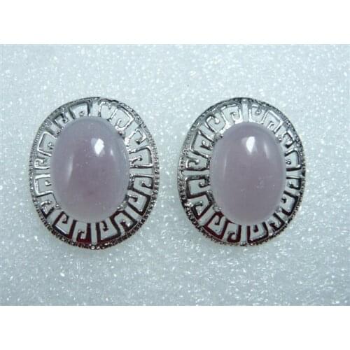 2 choices Wholesale fashion CHINESE jewelry FINE/silver plated purple Natural jade Stud Earrings
