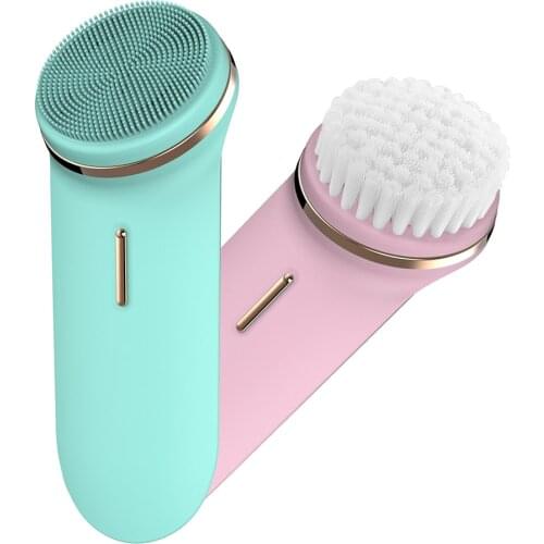 2in1 Electric Facial Cleansing Brush Silicone Pore Blackhead Cleaner Face Massage Vibration Machine Waterproof Face Washing Tool