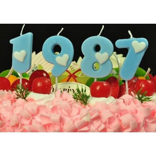 Cake Number Candle Number Birthday Candle-Wedding Anniversary 0-9 Blue with Heart Shaped Cake Decoration Birthday LH