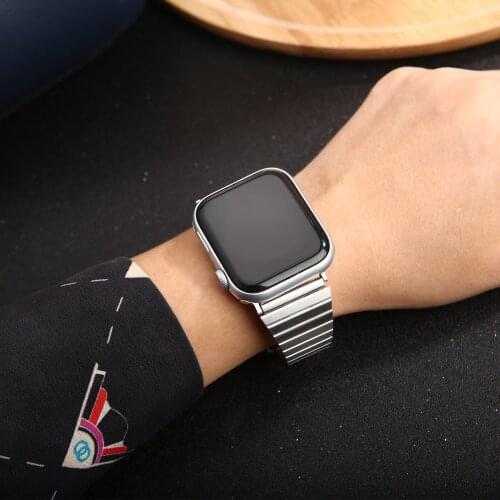 Silver Thin band for apple watch se 40mm 44mm strap slim stainless steel bracelet for iwatch 6 5 4 apple watch 38mm 42mm band