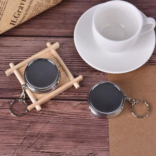 Creative Stainless Steel Portable Round Cigarette Ashtray Mini Size With Keychain Bag Charm