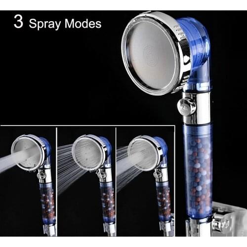 Bathroom 3 Spray Modes Anion Filter Shower Head High Pressure Saving Water Spa Shower Head with Stop Pause