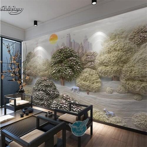 Wellyu 3D reliefs Xanadu beautiful scenery TV background wall custom large fresco non - woven wallpaper