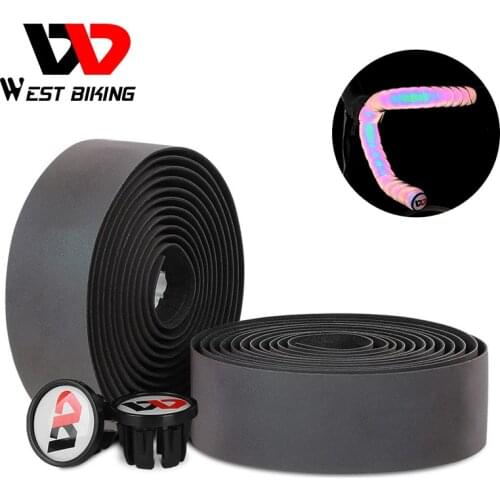 WEST BIKING Road Bike Handlebar Tapes Reflective Discolor Shockproof Quality EVA Cycling Bicycle Handle Wraps With Bar Plugs