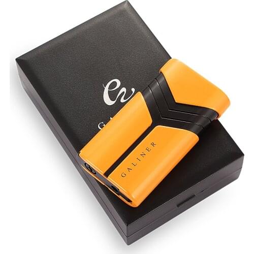 GALINER 2 Turbo Jet Torch Lighters Gas Flame Refillable Cigarette Cigar Lighter Metal Tobacco Butane Feuerzeug W/ Gift Box