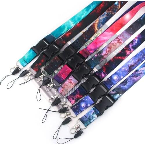 ZF2434 1pcs Starry Sky Universe Painting Art Key Chain Lanyard Neck Strap For Phone Keys ID Card Badge Holder Creative Lanyards
