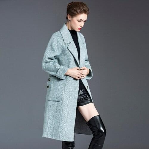 Winter High End Double Sided Striped Long Cashmere Coat Women 2020 New Korean Loose Plus Size Handmade Wool Coat Overcoat
