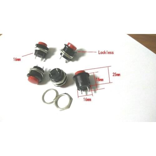 100pcs 16MM Lockless Momentary ON/OFF Push button Switch adapter New