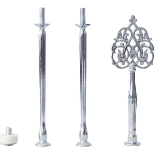 3 Tier Cake Plate Stand(plate Not Include) Handle Timbo Shape Fitting Metal Wedding Party Silver Golden