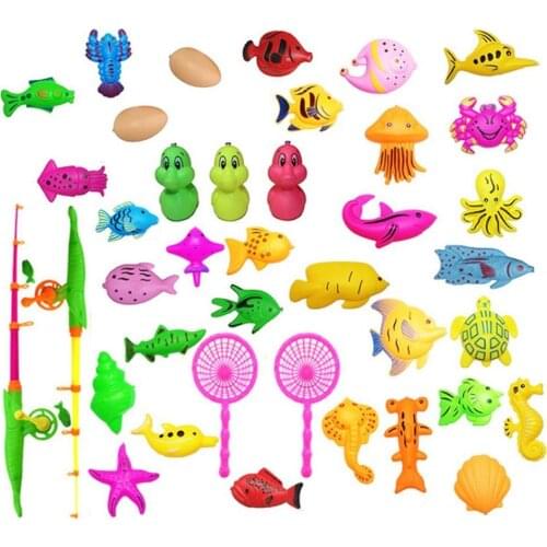 39Pcs/Set Plastic Fishing Toy Magnetic Children Learning Education Game Kit Gift