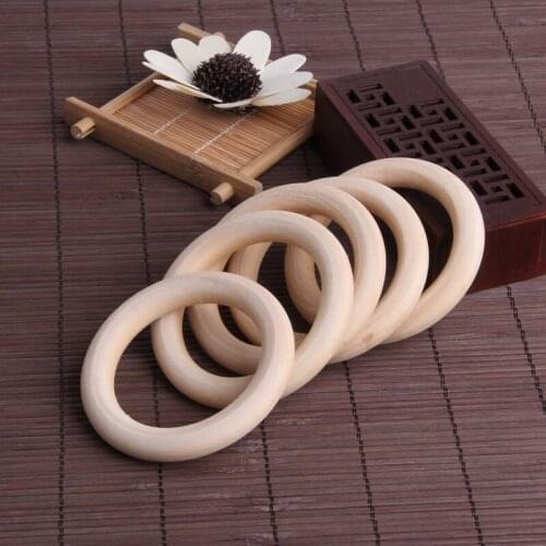 5pcs 70mm Baby Wooden Teething Rings Necklace Bracelet DIY Crafts Natural New D7YD