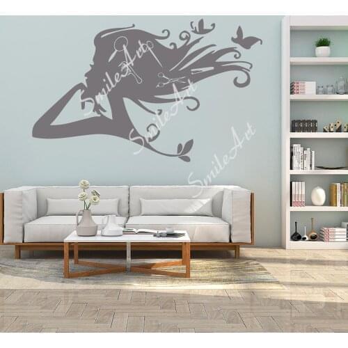 Free shipping Beauty Salon Wall Sticker Self Adhesive Vinyl Waterproof Wall Art Decal For Bedroom Decoration Art Decor Wallpaper