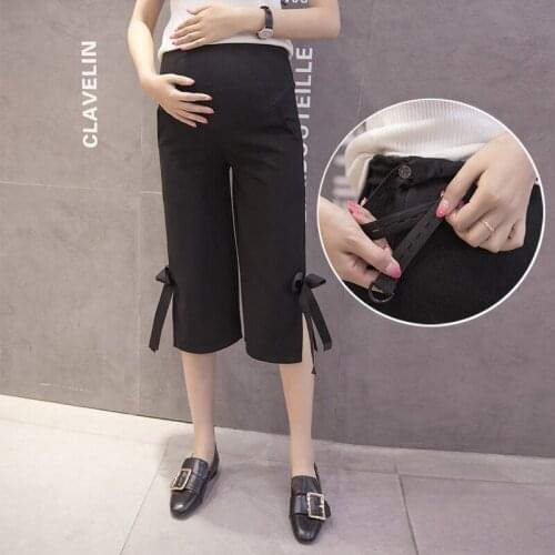 Pregnant womens pants 2019 new summer wide-leg pants cropped trousers summer wear straight straight loose stomach lift pants