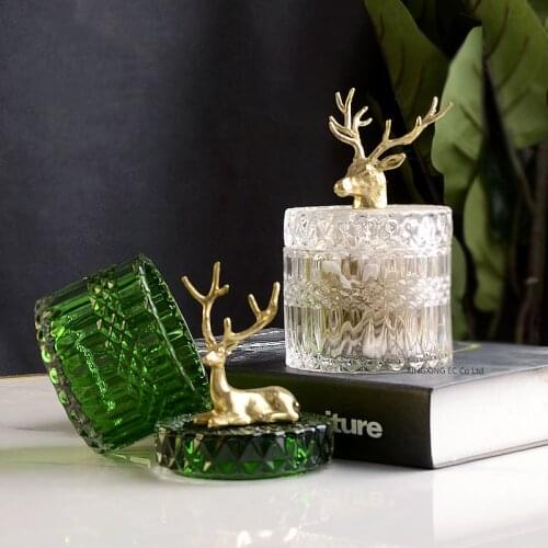 Household Toothpick Box Glass Bottle Light Luxury Brass Decorative Glass Jar Cotton Swab Box Jewelry Storage Candy Jar with Lid