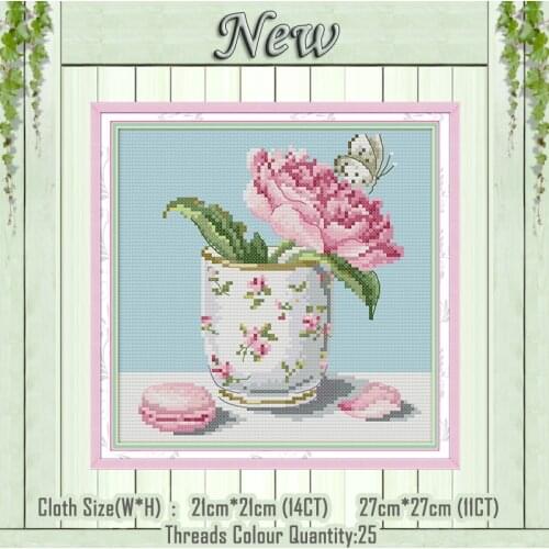Flower in cup vase diy home decor paintings Counted printed on canvas DMC 14CT 11CT Cross Stitch Needlework kits Embroidery Sets