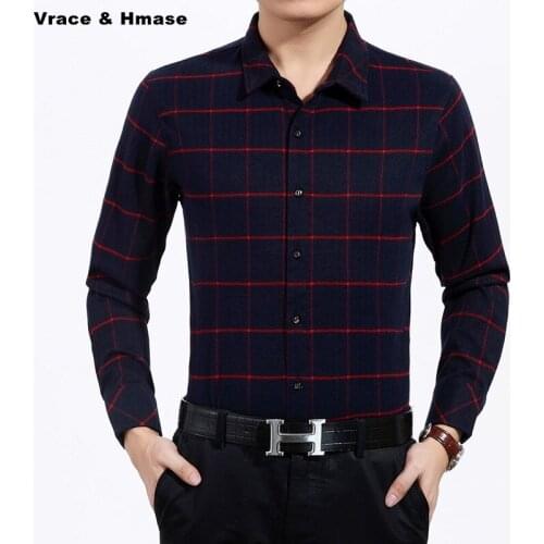 Korean style bussiness casual Plaid boutique long sleeve shirt Spring&Autumn 2017 New mercerized cotton quality men shirt M-XXXL