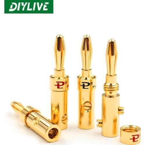 DIYLIVE 8 pieces Budweiser PALIC pure copper gold-plated banana plug horn terminal speaker terminal solder-free plug