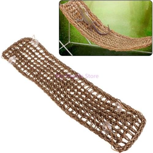 Reptile Hammock Swing Rectangle Hanging Lizard Cat Kitten Play Toys Climb Mat Bed Natural Braided Straw Reptile Accessories