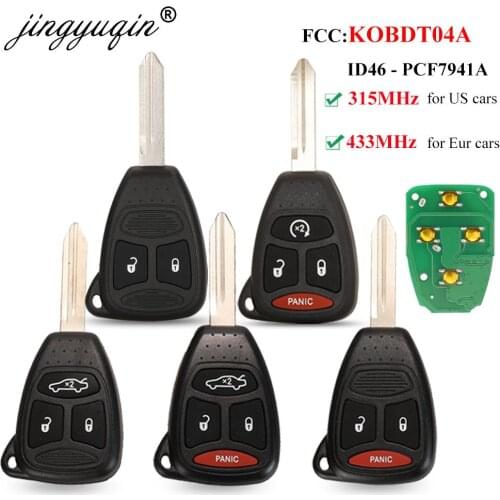 Jingyuqin 315mhz KOBDT04A Remote Car key 3/4 Button for Dodge Chrysler Jeep Dakota Durango Charger 300 Aspen Grand Cherokee