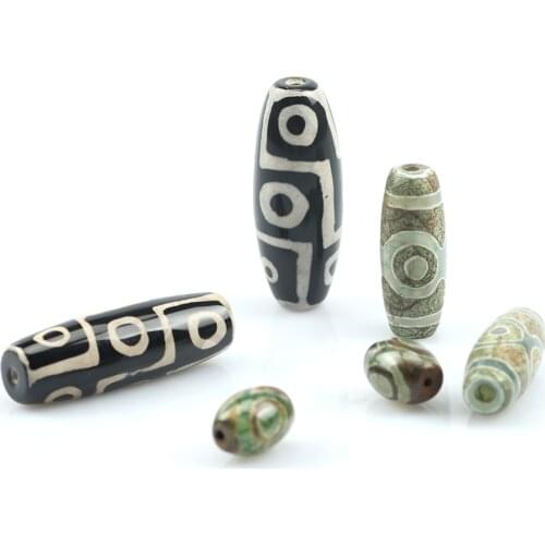 Hot!!! Approx 12mm*8mm Prayer Mala Tibetan Mystical Agata Dzi 3 9 Green Black Eyes Beads 2pcs/lot DIY necklace Gift Accessories