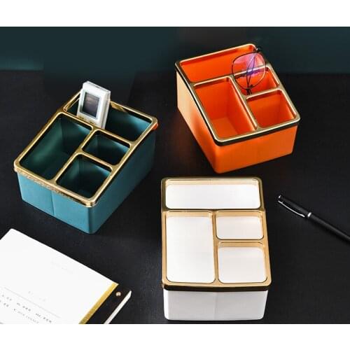 Four Cells Remote Control Storage Box Desktop Stationery Storage Box Cosmetic Finishing Box for Household TS2