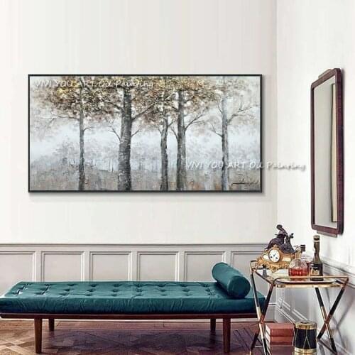 Winter Fall Handpainted Abstract Tree Oil Paintings On Canvas Art Wall Art Pictures Home Wall Decor for Living Room Bed Room