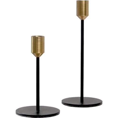 2Pcs European Gold Candle Holders Metal Candlestick Wedding Luxury Table Romantic Decorations New Year Bar Party Decoration Cand