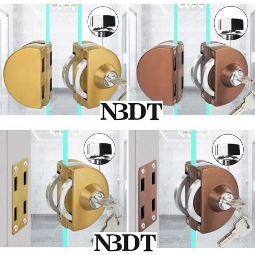 Stainless Steel Half Round Entrance Frameless Glass Door Lock W Keys Single Double Sides Thumbturn Rose Gold Titanium Black