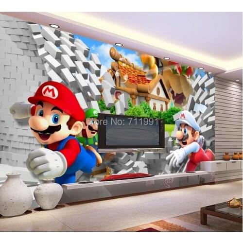 Custom children wallpaper,3D Mario cartoon murals for childrens room living room bedroom TV backdrop waterproof papel de parede