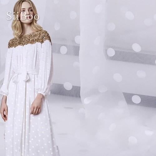Romantic white dot handmade DIY cloth tulle burnout natural silk fabric for summer dress scarf épuisé soie naturelle seda SP5754