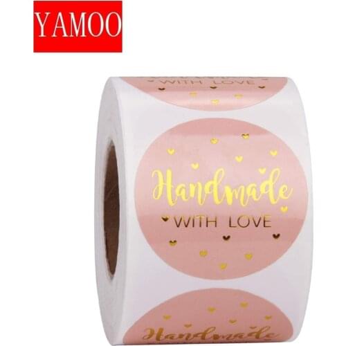 Pink Handmade With For Your Order Sticker Heart Thanks Shopping Small Local Kraft Labels