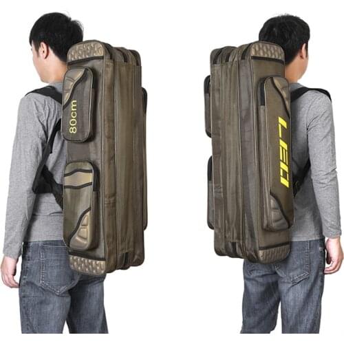 Fishing Jig Bag 3 Layer Fishing Holdall Tackle Fishing Reels Storage Case Pole Bag Fishing Backpack Lure Bag Rod Carry 80cm 90cm