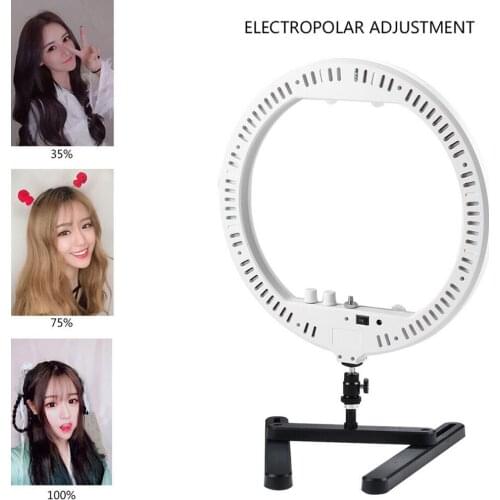 Dimmable 14 LED Ring Lamp Fill Light with Cosmetic Mirror Photography Selfie Light for Camera Photo Studio Video Live Makeup