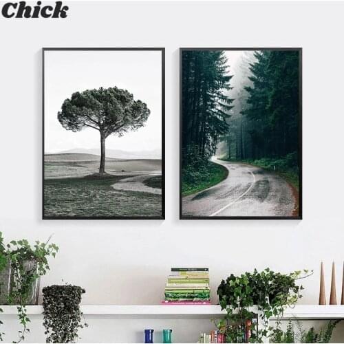 Scandinavian Canvas Poster Nordic Print Mountain Forest Tree Nature Landscape Wall Art Painting Decoration Picture Home Decor