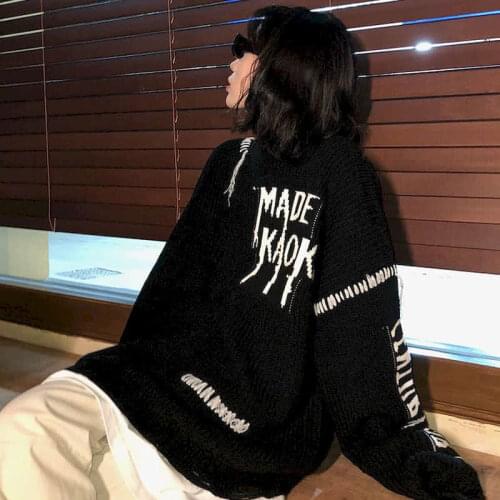 Korean Style Lazy Sweater Women Clothing Pullover Loose Outer Wear Autumn Loose Retro Irregular Coat Winter Clothes Goth Korean