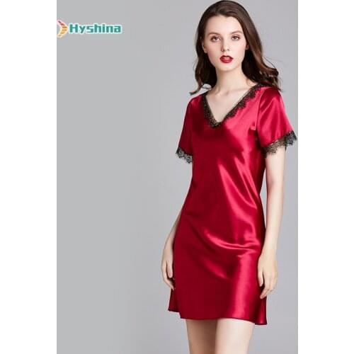 Spring Summer Pajamas Women Silk Womens New Summer Short Sleeve Nightdress Womens Home Wear